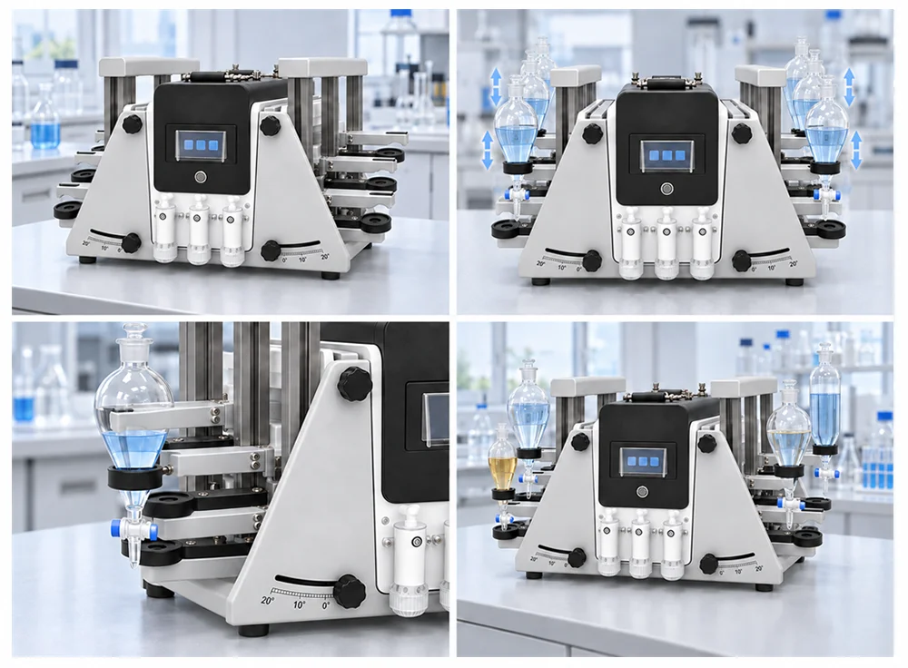 vertical-separatory-funnel-shaker-05-oscillator-lab-application-collage